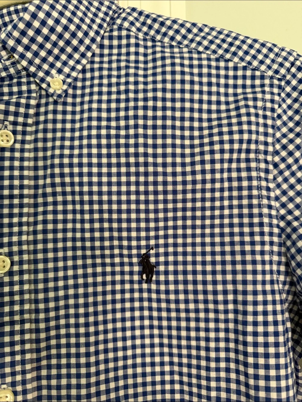 Boy’s Ralph Lauren Navy and White Gingham Button-Down Shirt